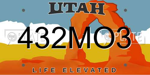 432MO3 Utah License Plate