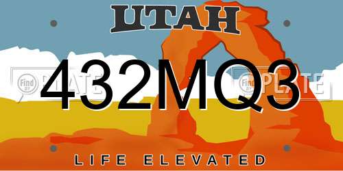 432MQ3 Utah License Plate
