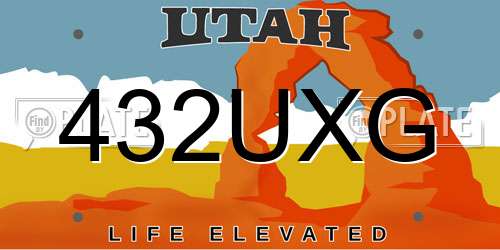 432UXG Utah License Plate