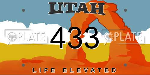 433 Utah License Plate