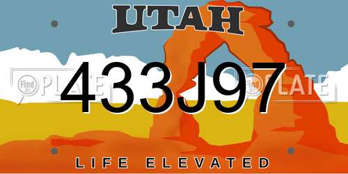 433J97 Utah License Plate
