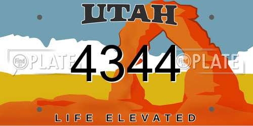 4344 Utah License Plate