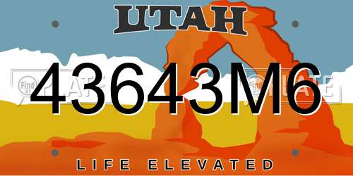43643M6 Utah License Plate