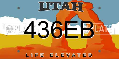 436EB Utah License Plate