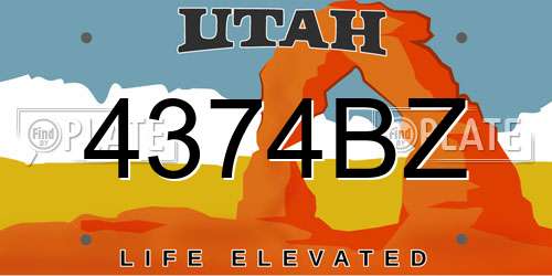 4374BZ Utah License Plate