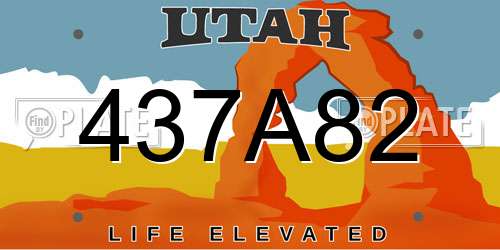 437A82 Utah License Plate