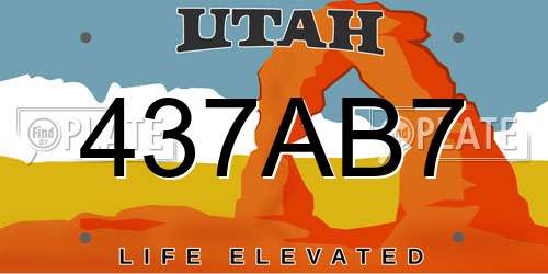 437AB7 Utah License Plate