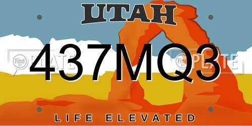 437MQ3 Utah License Plate