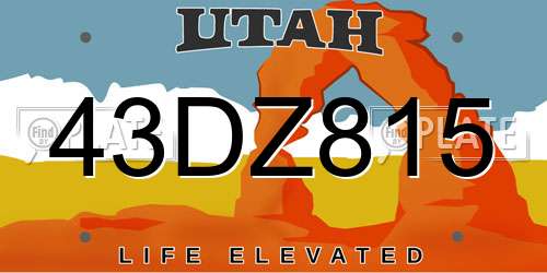 43DZ815 Utah License Plate