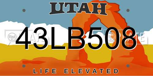 43LB508 Utah License Plate