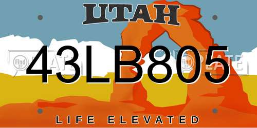 43LB805 Utah License Plate