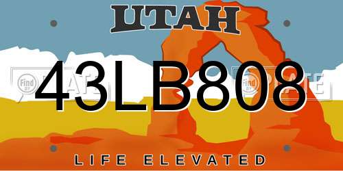 43LB808 Utah License Plate