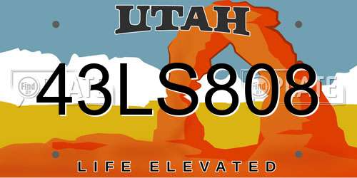 43LS808 Utah License Plate
