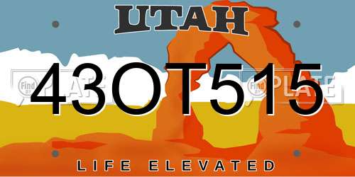 43OT515 Utah License Plate