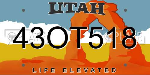 43OT518 Utah License Plate