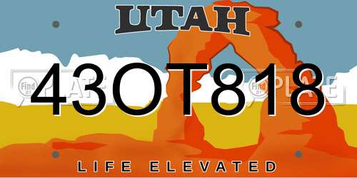 43OT818 Utah License Plate
