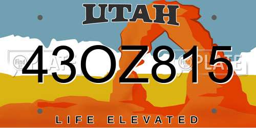 43OZ815 Utah License Plate