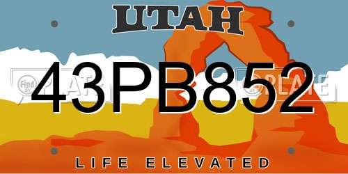 43PB852 Utah License Plate