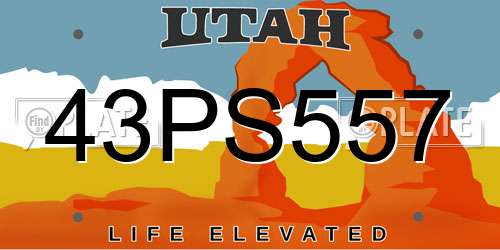 43PS557 Utah License Plate