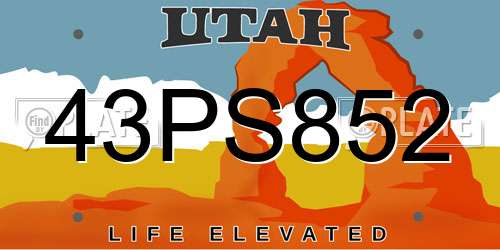 43PS852 Utah License Plate