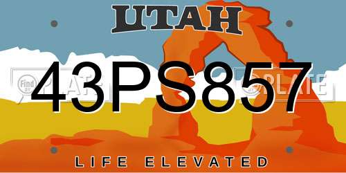 43PS857 Utah License Plate