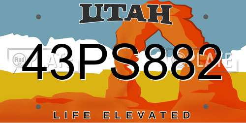 43PS882 Utah License Plate