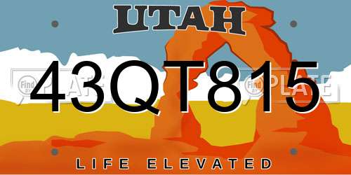 43QT815 Utah License Plate