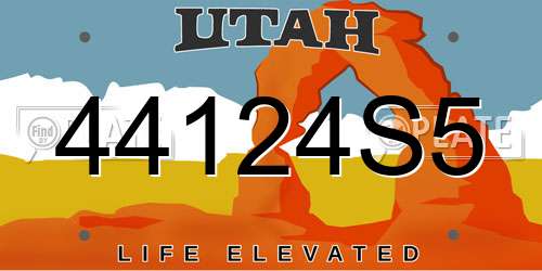 44124S5 Utah License Plate