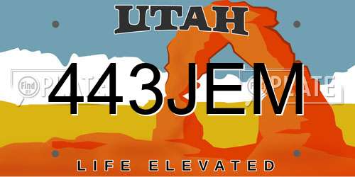 443JEM Utah License Plate