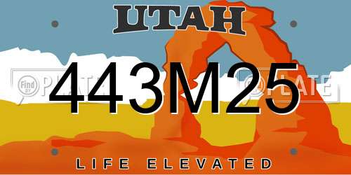 443M25 Utah License Plate
