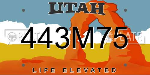 443M75 Utah License Plate