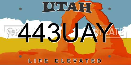 443UAY Utah License Plate