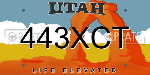 443XCT Utah License Plate