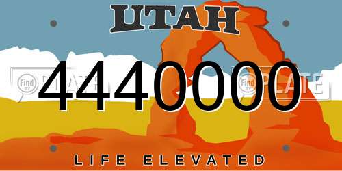 4440000 Utah License Plate