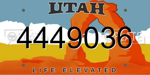 4449036 Utah License Plate