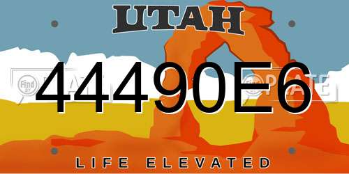 44490E6 Utah License Plate