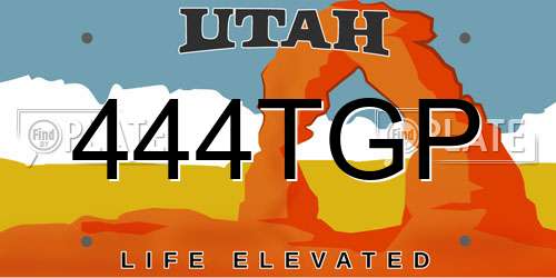 444TGP Utah License Plate