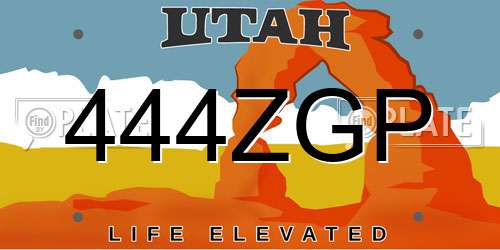 444ZGP Utah License Plate