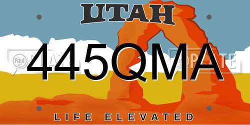 445QMA Utah License Plate