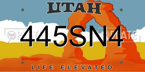 445SN4 Utah License Plate
