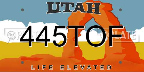 445TOF Utah License Plate