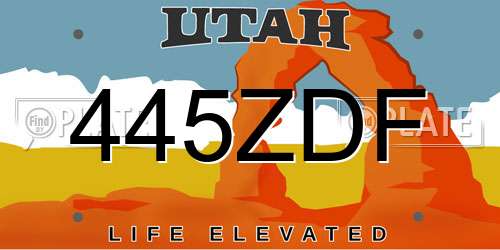 445ZDF Utah License Plate