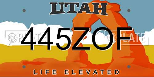 445ZOF Utah License Plate