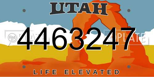 4463247 Utah License Plate
