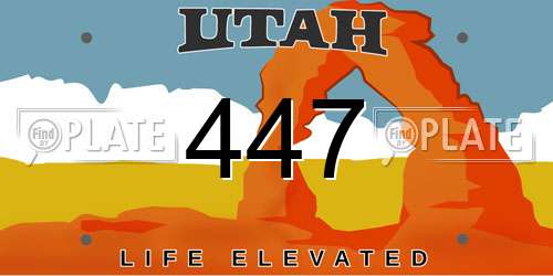 447 Utah License Plate
