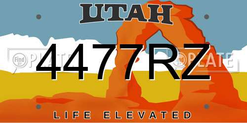 4477RZ Utah License Plate