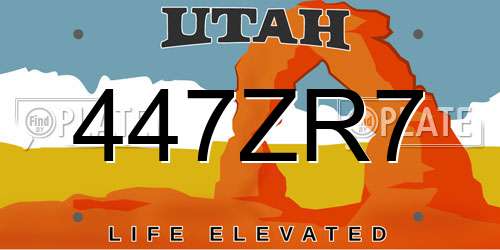 447ZR7 Utah License Plate