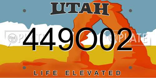 449O02 Utah License Plate