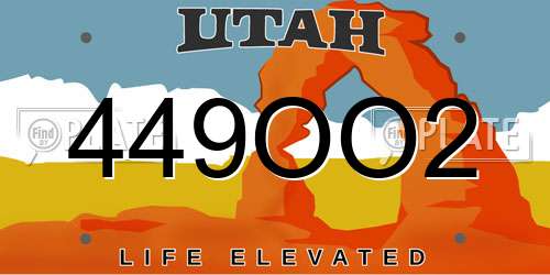 449OO2 Utah License Plate