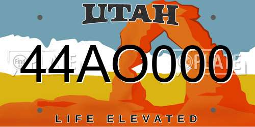 44AO000 Utah License Plate